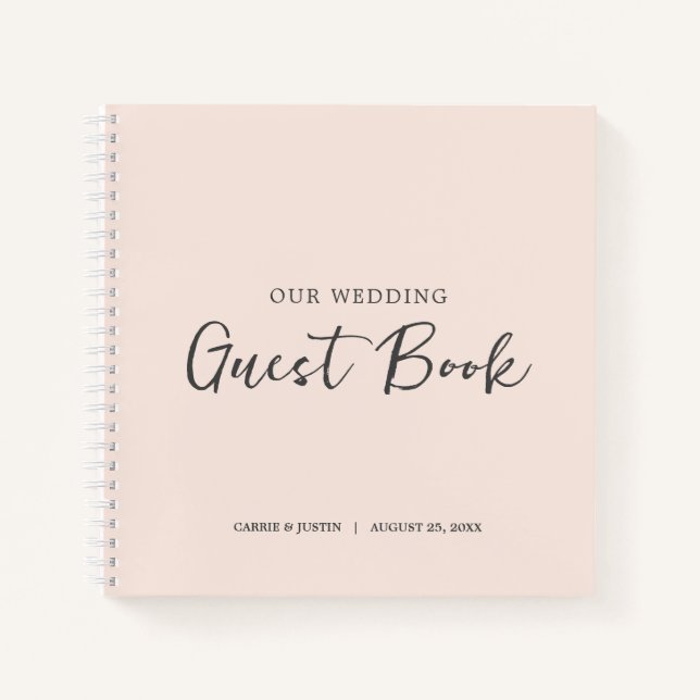 Modern Minimalist Blush Pink Wedding Guest Book (Front)