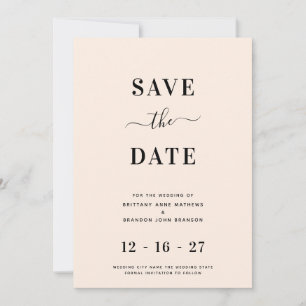 Modern Minimalist Blush Pink Wedding Save The Date