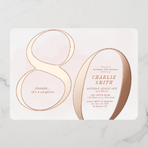 Modern minimalist blush rose gold 80th birthday fo