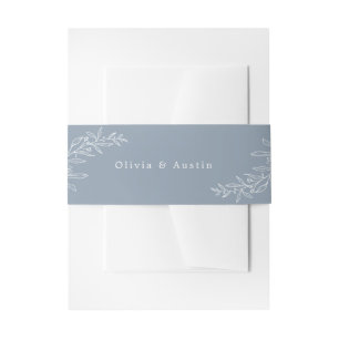 Modern Minimalist Boho Dusty Blue Invitation Belly Band