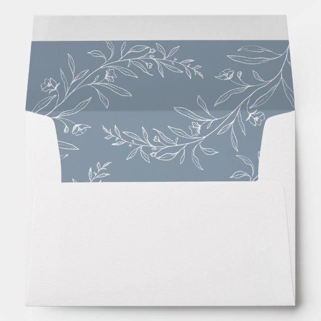 Modern Minimalist Boho Dusty Blue Wedding Envelope (Back (Bottom))
