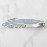 Modern Minimalist Boho Dusty Blue Wedding Favours Corkscrew<br><div class="desc">Modern minimalist simple boho dusty blue wedding favours walter's corkscrew. Customise it with your name and text.</div>