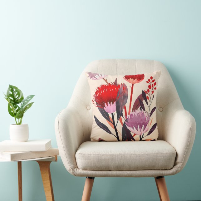 Modern Minimalist Boho Floral Botanical Cushion (Chair)