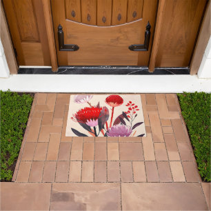 Modern Minimalist Boho Floral Botanical Doormat