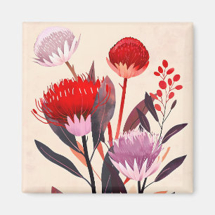 Modern Minimalist Boho Floral Botanical Magnet