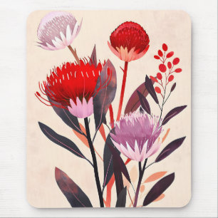 Modern Minimalist Boho Floral Botanical Mouse Mat