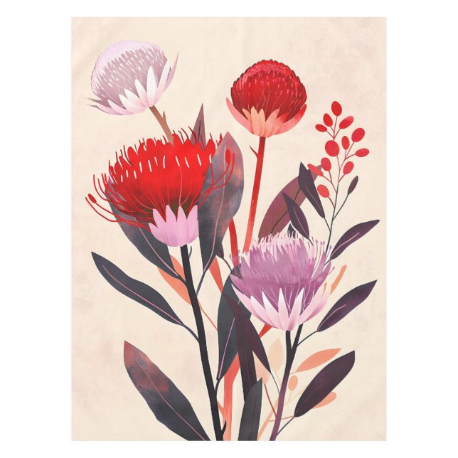 Modern Minimalist Boho Floral Botanical Tablecloth (Front)