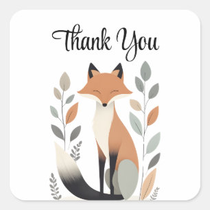 Modern Minimalist Boho Fox Thank You Sticker