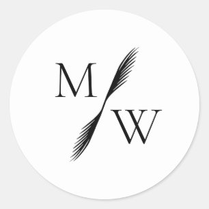 Modern Minimalist Boho Monogram Wedding Classic Round Sticker