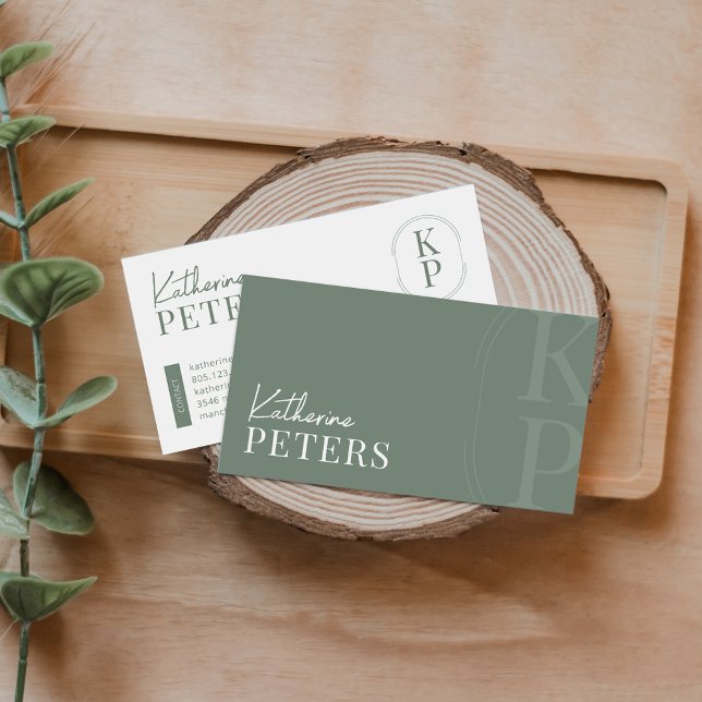 Modern Minimalist Boho Olive Business Card (Creator Uploaded)