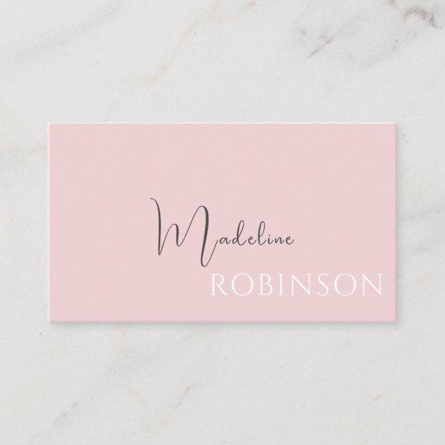 Modern Minimalist Boho Pale Pink Script Business Card (Front)