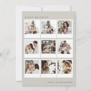 Modern Minimalist Boho Photo collage Christmas   Holiday Card