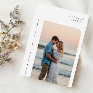 Modern Minimalist Boho Photo Wedding Invitation