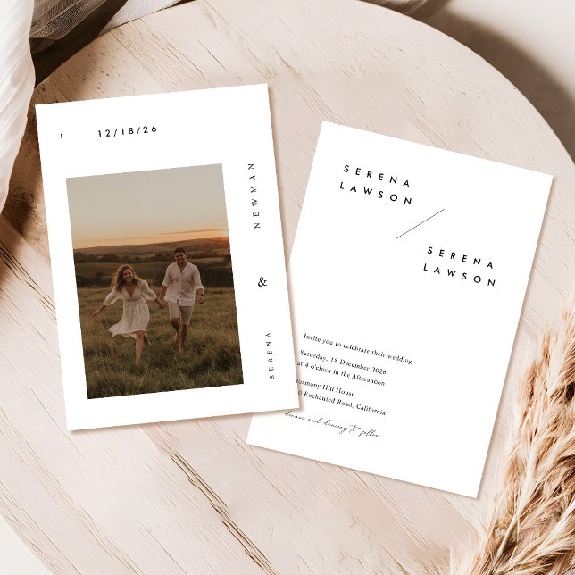 Modern Minimalist Boho Photo Wedding Invitation (Creator Uploaded)