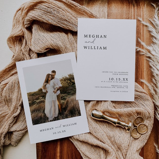 Modern Minimalist Boho Photo Wedding Invitation (Creator Uploaded)