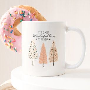 Modern Minimalist Boho Pine Forest Christmas Tree Two-Tone Coffee Mug