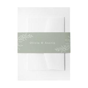 Modern Minimalist Boho Sage Green Invitation Belly Band