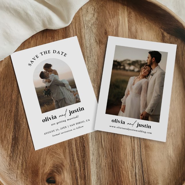 Modern Minimalist Boho Save the Date Photo Cards (Creator Uploaded)