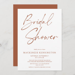 Modern Minimalist Boho Terracotta Bridal Shower Invitation