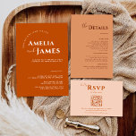 Modern Minimalist Boho Terracotta photo Wedding Invitation<br><div class="desc">Rust Wedding Invitation,  Modern Burnt Orange Wedding Invite,  Terracotta Wedding Invitation,   Boho Wedding Invitation.</div>