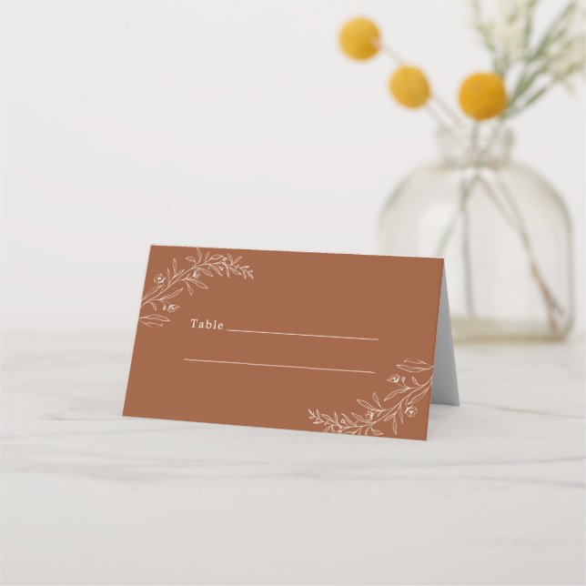 Modern Minimalist Boho Terracotta Wedding Place Card (Front)