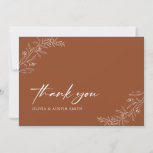 Modern Minimalist Boho Terracotta Wedding Thank You Card
