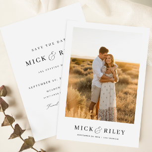 Modern Minimalist Boho Text and Photo Wedding Save The Date