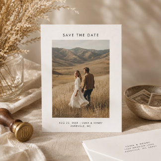 Modern Minimalist Boho Wedding Photo Save the Date