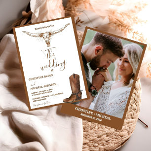 Modern Minimalist Boho Western Cowboy Wedding Invitation