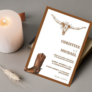 Modern Minimalist Boho Western Cowboy Wedding Invitation