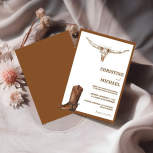 Modern Minimalist Boho Western Cowboy Wedding Invitation
