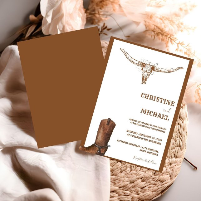 Modern Minimalist Boho Western Cowboy Wedding  Invitation (Creator Uploaded)