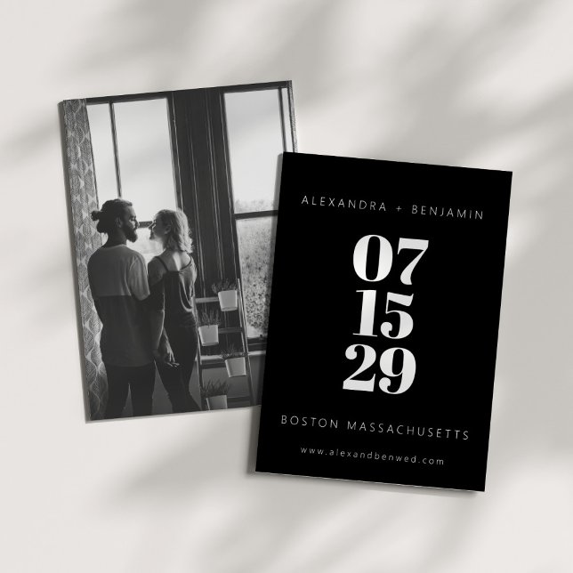 Modern Minimalist Bold Black Full Photo Save The Date (Creator Uploaded)