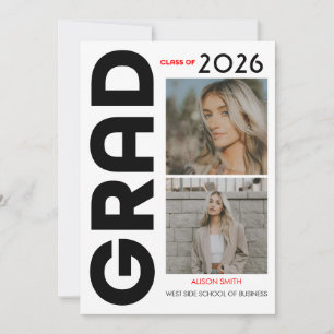 Modern minimalist bold black typography grad 2026 announcement