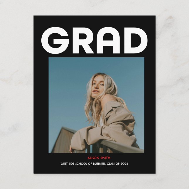 Modern minimalist bold black typography grad 2026  enclosure card (Front)