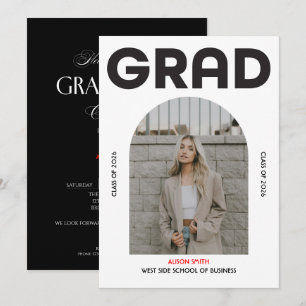 Modern minimalist bold black typography grad 2026 invitation