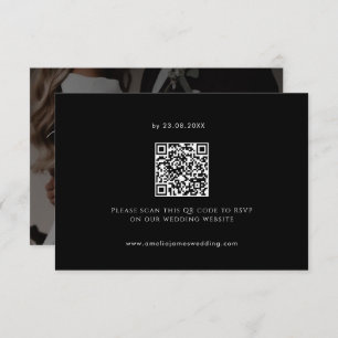 Modern Minimalist bold black Wedding RSVP Card