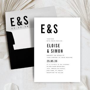 Modern Minimalist Bold Monogram Classic Wedding Invitation