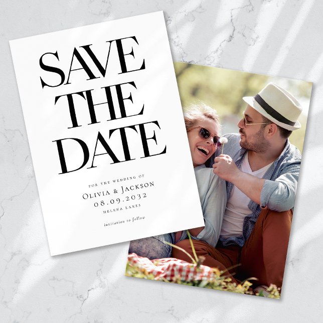 Modern Minimalist Bold Typography Photo Wedding Save The Date (Creator Uploaded)