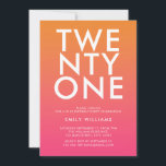 Modern Minimalist Bold Typography Pink Orange Invitation<br><div class="desc">Modern Minimalist Bold Typography Pink Orange 21st Birthday Invitation</div>