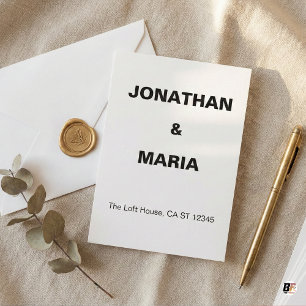 Modern Minimalist Bold Typography Wedding Place Card