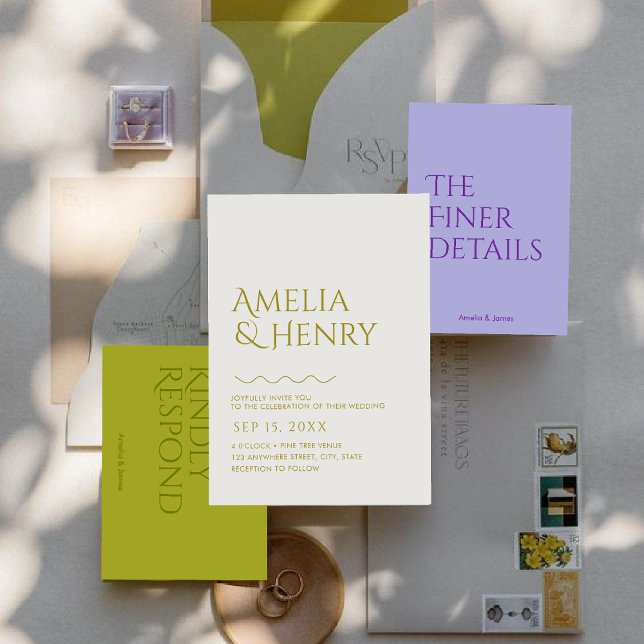 Modern minimalist bold Wavy Edge Wedding Invitation (Creator Uploaded)