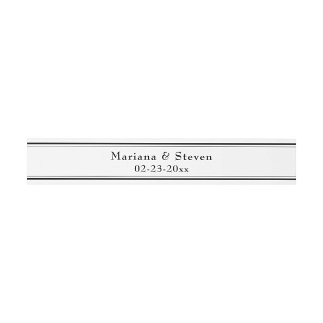 Modern Minimalist Border Black and White Invitation Belly Band (Flat)