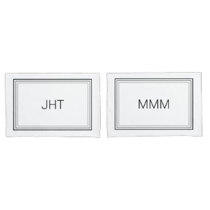 Modern Minimalist Border Husband Wife Initials Pillowcase