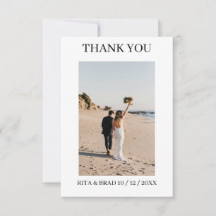 Modern Minimalist Border Photo Wedding Thank You Card