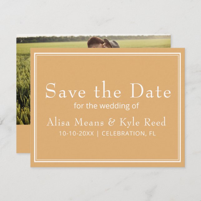 Modern Minimalist Border Yellow Photo Save Date (Front/Back)
