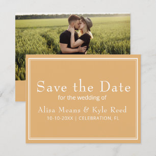 Modern Minimalist Border Yellow Photo Save Date