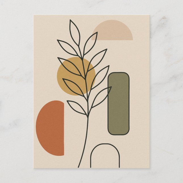 Modern Minimalist Botanical  Art Postcard (Front)