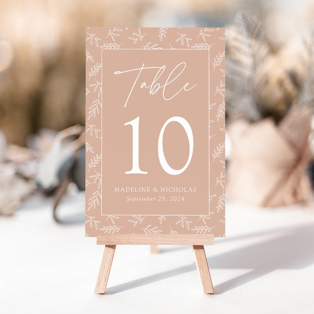 Modern Minimalist Botanical Blush Wedding Table Number (Creator Uploaded)