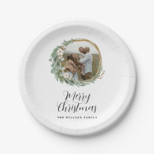 Modern Minimalist Botanical Christmas  Paper Plate